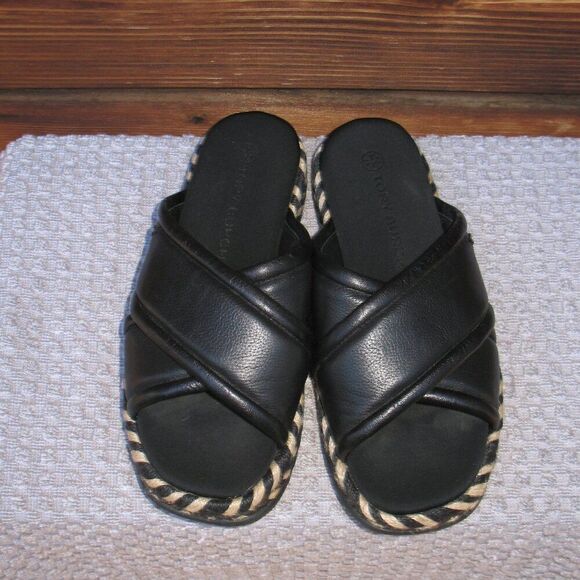 Tory Burch Leather CRISSCROSS ESPADRILLE SLIDE - Picture 5 of 11
